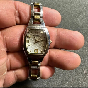 Fossil Ladies watch Gold & Silver Tone Band Rectangular Date Just Working Es9825